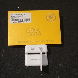 Source Unknown Sterling Silver Moissanite Stud Earrings - Clear/White